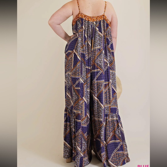 Contrast Scarf Print Boho Wide Leg Jumper - Picture 4 of 4